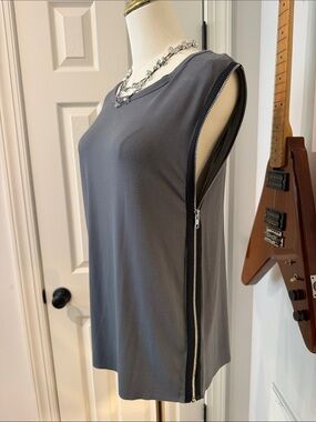 Bailey 44 Slate Gray Sleeveless Zip-Accent Tank